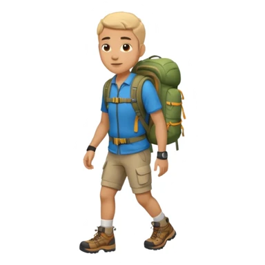 ligth man with backpack and hiking clothes, full body sticker