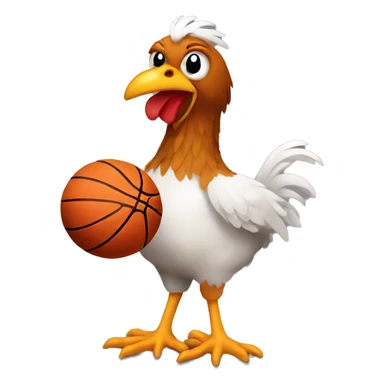 Hen playing basketball sticker