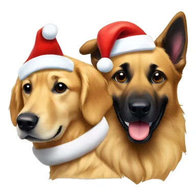 golden retriever and belgian malinois with santa hat sticker