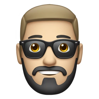 white skin photographer holding a camera beside his head with sunglasses and a goatee and blackhair sticker