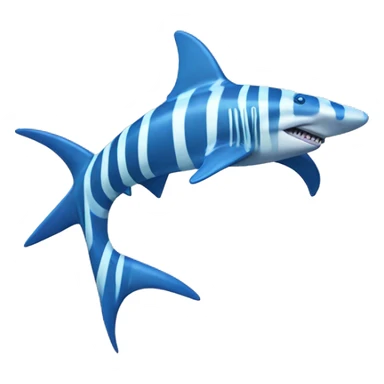coral colored hammerhead shark with blue zebra stripes  sticker