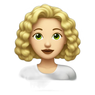 Mujer gordita pelo corto rizado rubio ojos grandes verdes dando un beso sticker