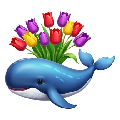 Ballena con flores de tulipanes sticker