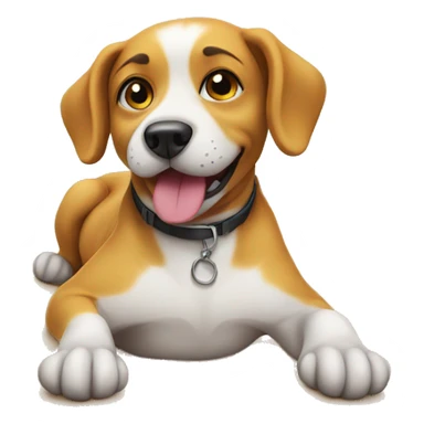 Smiley dog resting at beach sticker