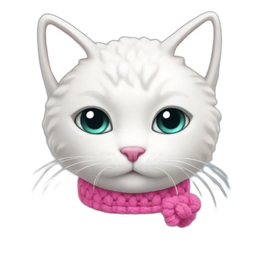 White cat with pink crochet in paws sticker
