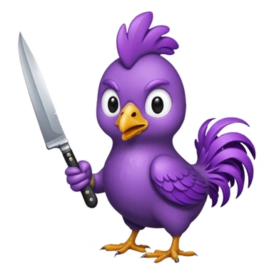 purple chicken holding knive sticker