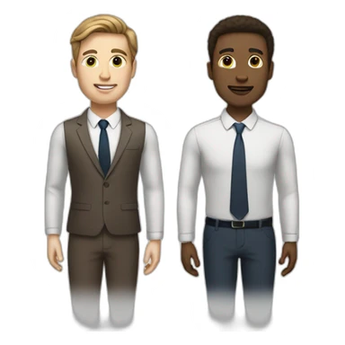 two business men standing next to each other with space brown hair white skin sticker