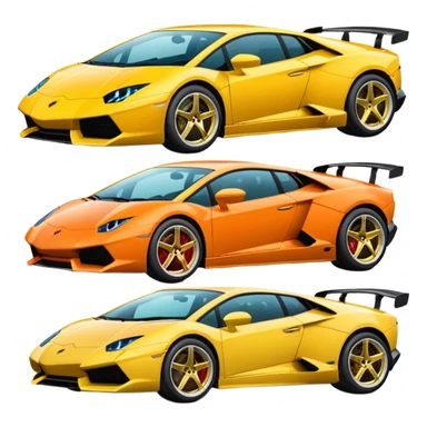 group of 4 sport cars, Lamborghini brand, emoji style sticker
