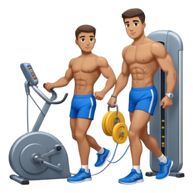 fit man with blue shorts using cable-machine sticker