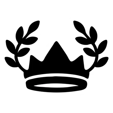 minimal icon of a Greek god crown with more perspective, laurel leaves arranged more horizontally, in silver color, type 1 sticker