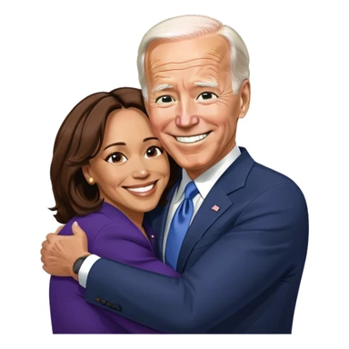 Biden hugging Kamala Harris  sticker