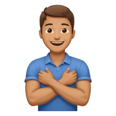 Crossed arms holding neck laughing guy sticker