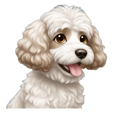 Long brown hair turkish girl with white maltipoo sticker