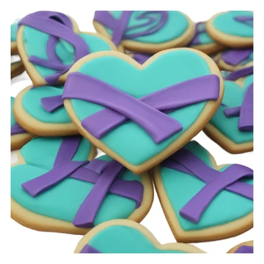 Purple and dteal Suicide awareness ribbon on heart cookie sticker