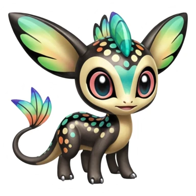 Colorful Exotic Striped Spotted Dotted dusted Glossy Shiny Meloetta-Vernid-Trico-Toothless-Kirby-Fakémon-creature-hybrid sticker