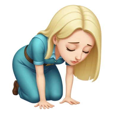 woman bowing on a giant nose sticker