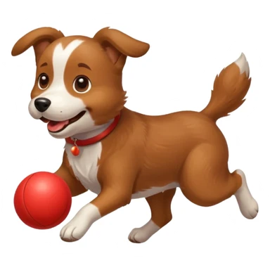 happy dog running after ball sticker