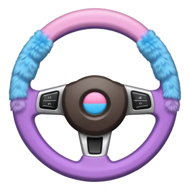 steering wheel with transgender pride flag colors and strifes , fluffy sticker