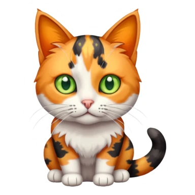 full body anxious looking colourful patchy calico tabby cat sticker