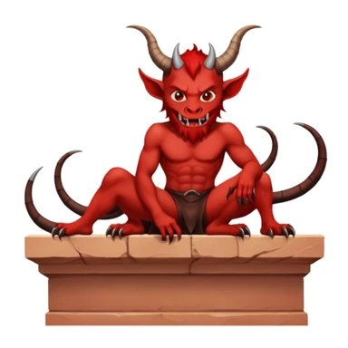 Devil sitting on a ledge looking over his shoulders  sticker