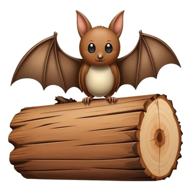 Log of wood with a bat  sticker