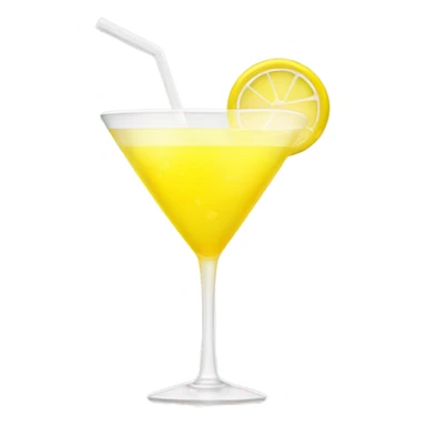 Bright yellow cocktail in a translucent eco-cup, minimalist emoji style, slight glow, simple shine. Neutral background. sticker