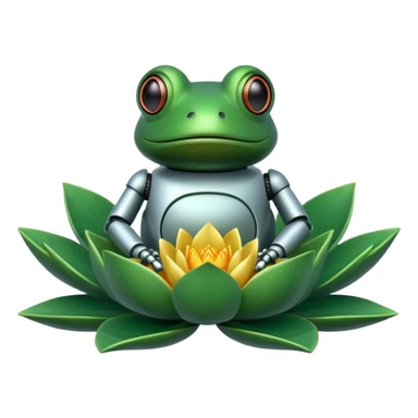 robot frog on lotus sticker