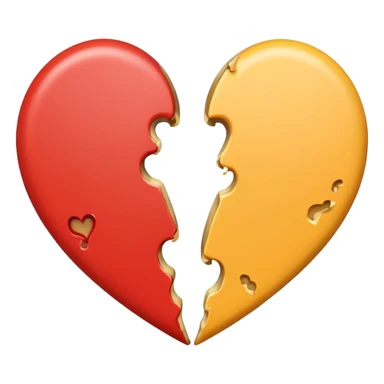 Creamy color heart broken into two halves sticker