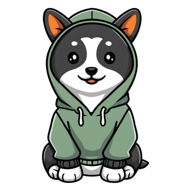 Dog wearing a hoodie sticker