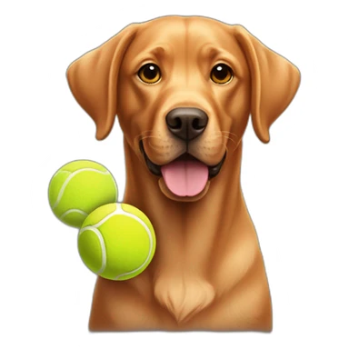 Red labrador with holding a tennis ball sticker