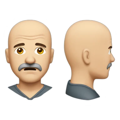 Angry Bald middle aged guy with side brown hair and thick brown mustache sticker