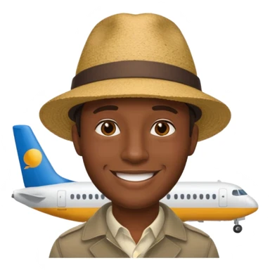 Visage homme créole réunionnais avec chapeau arrive avion sticker