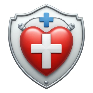 Shield with heart symbol and medical cross, representing sexual health protection sticker