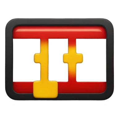 a black and red rectangle with a medium-sized yellow circle in the middle sticker