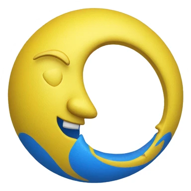 Blue crescent next to a yellow orb sphere sticker