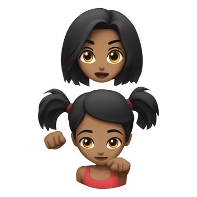 Girl with black hair punching sticker