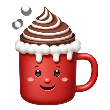 red mug of hot chocolate with marshmallows sticker