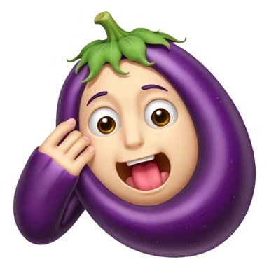 Eggplant with anxiety, pulling out his hair and biting his nails ￼ sticker