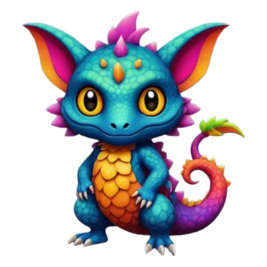 Randomly-colored dark colorful Fakémon-creature sticker