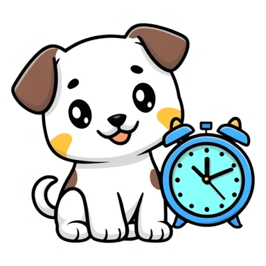 cute puppy holding a digital clock sticker