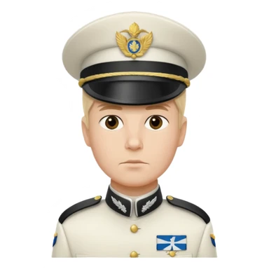 a serious realistic Finnish soldier in a white military uniform sticker