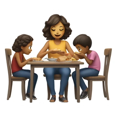 Tired mom feeding 4 children sticker