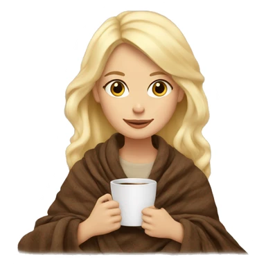 Blond hair girl sitting with her cozy coffee and blanket  sticker