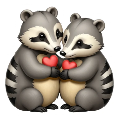 Two badgers hugging for comfort sticker