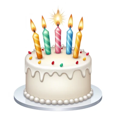 White birthday cake with sparkler candles sticker