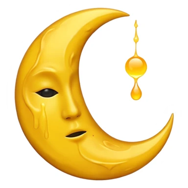 Melting waning crescent moon without any face and should in yellow colour remove the circle thing in bw sticker