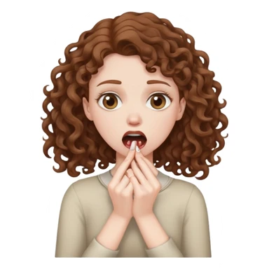 White girl with brown curly hair choking self sticker