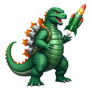 Godzilla flying with a rocket pack sticker