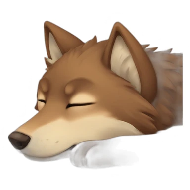 Brown cute Wolf furry sleeping sticker
