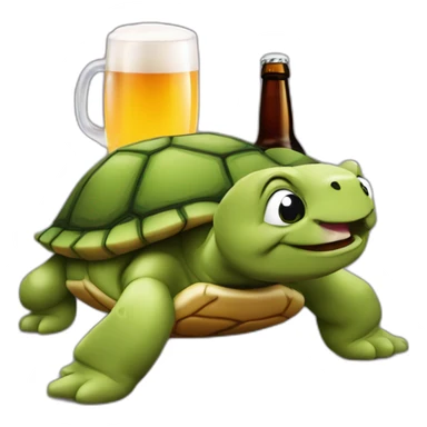 Chat sur une tortue qui boit une bière sticker